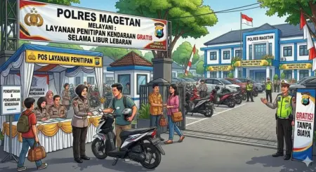Polres Magetan Buka Penitipan Kendaraan Gratis Selama Mudik Lebaran 2026 Foto BeritaJatim.com