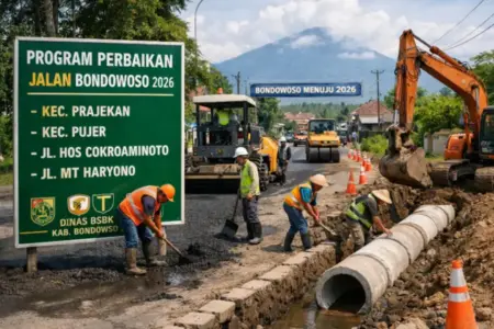 Mulai dari Prajekan hingga HOS Cokroaminoto, Ini Ruas Jalan Prioritas yang Diperbaiki Bondowoso Tahun 2026 Foto BeritaJatim.com