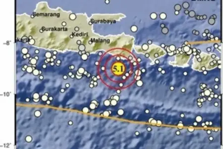 Gempa 5,1 Skala Richter Bersumber dari Tenggara Jember Foto BeritaJatim.com