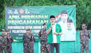 Apel Siaga Ansor-Banser Sambut Kedatangan Gus Yahya di Pamekasan Foto BeritaJatim.com