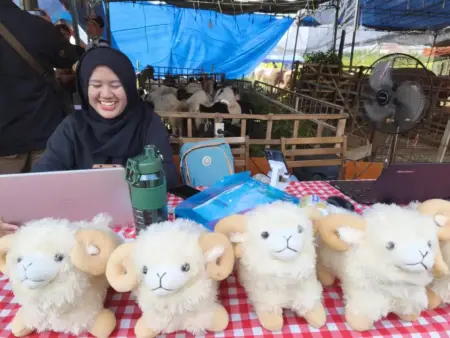 Dongkrak Penjualan Hewan Kurban Lewat E-Commerce dan Live Streaming, Pedagang Ternak Hadiahkan Boneka Foto BeritaJatim.com