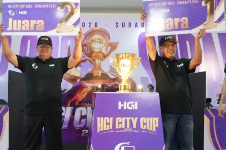 Ateng Sopyan Nurdin Juara HGI City Cup 2026, Taklukkan 32 Pemain Domino Terbaik Indonesia Foto BeritaJatim.com