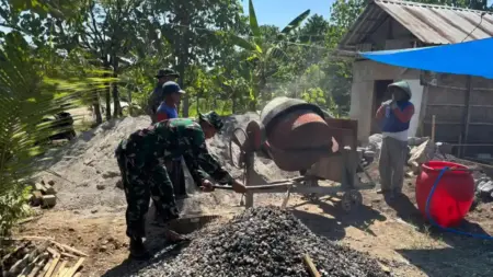 Pra TMMD ke-129 Dimulai, TNI dan Warga Genjot Pembangunan Desa Bululor Ponorogo Foto BeritaJatim.com