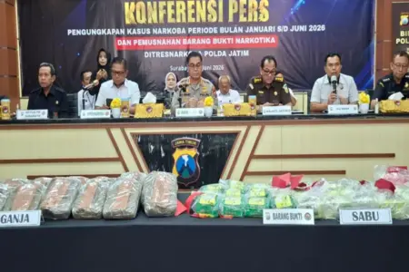 Polisi Ungkap Jalur dan Jaringan Peredaran Narkoba di Jawa Timur Foto BeritaJatim.com