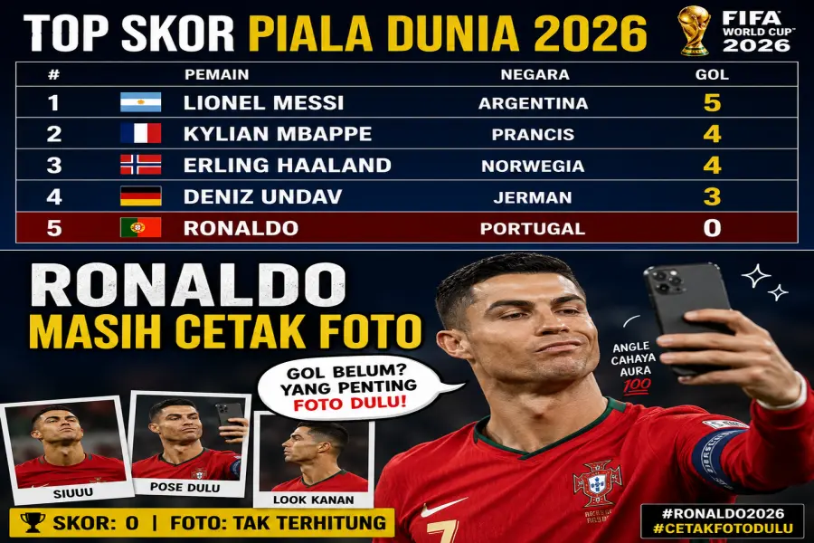 Meme Ronaldo Masih Cetak Foto Viral di Media Sosial, Netizen Bandingkan dengan Messi Foto BeritaJatim.com