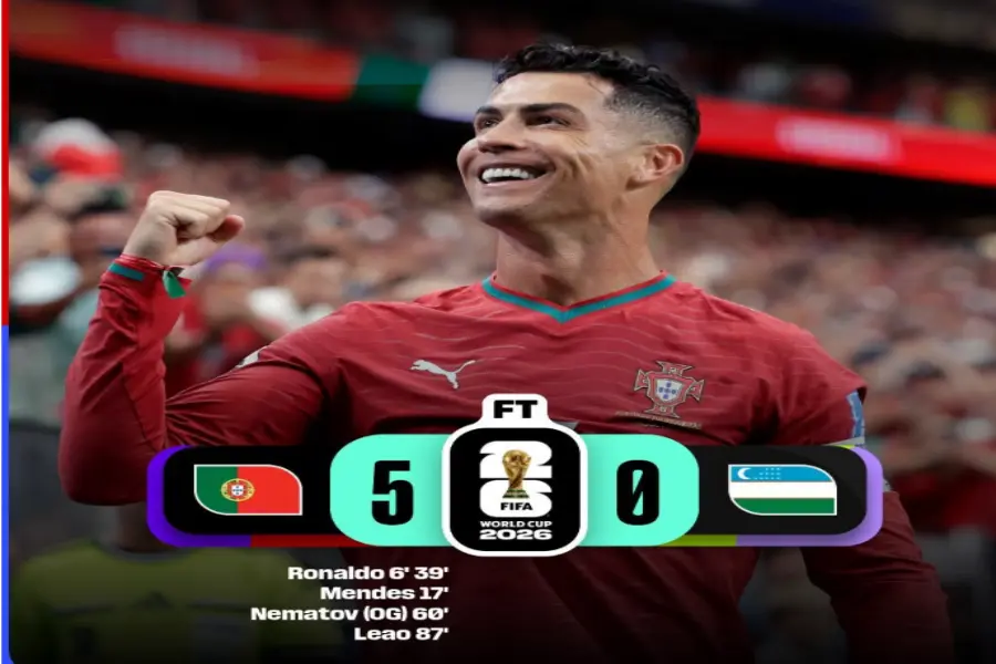 Ronaldo Ukir Rekor Baru Saat Portugal Pesta Gol ke Gawang Uzbekistan Foto BeritaJatim.com
