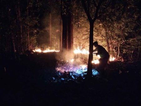 Polsek Kedunggalar Padamkan Kebakaran Lahan di Ngawi Sebelum Meluas Foto BeritaJatim.com