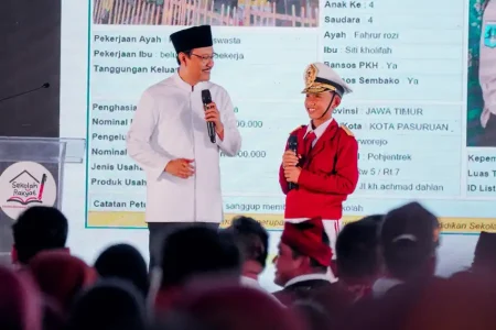 Di Hadapan Gus Ipul, Orang Tua Siswa Sekolah Rakyat Pasuruan Serentak Ucapkan Ikrar Mandiri P Foto BeritaJatim.com