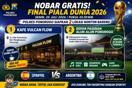 Polres Ponorogo Siapkan Dua Lokasi Nobar Gratis Final Piala Dunia 2026, Warga Bisa Pilih Suasana Favorit Foto BeritaJatim.com